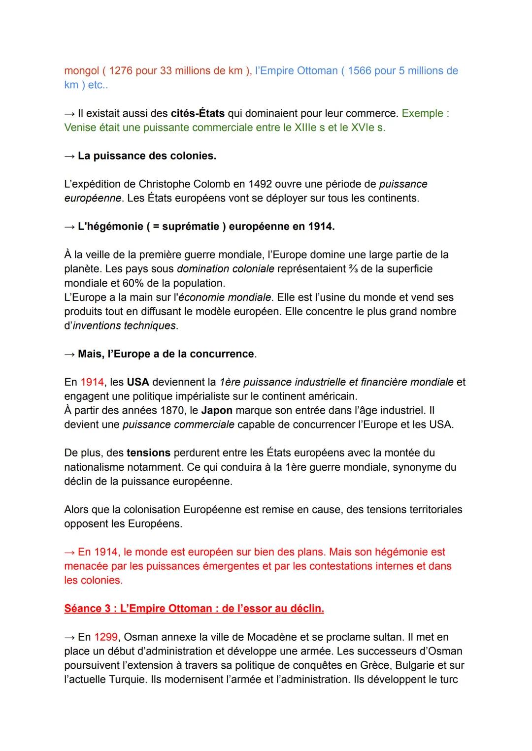 FICHE DE RÉVISION
SPÉ HISTOIRE GÉO-POLITIQUE :
Séquence 2:
Analyser les dynamiques des puissances internationales.
Partie 1: Essor et déclin