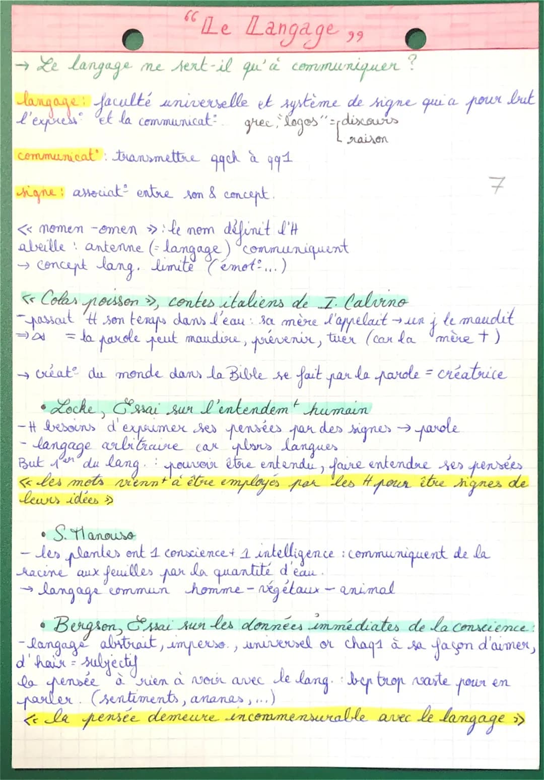 → Le langage
lary Jaculté universelle et système de signe qui a pour brut
l'express et la communicat: gree, "logos" - discours
raison
"Le La