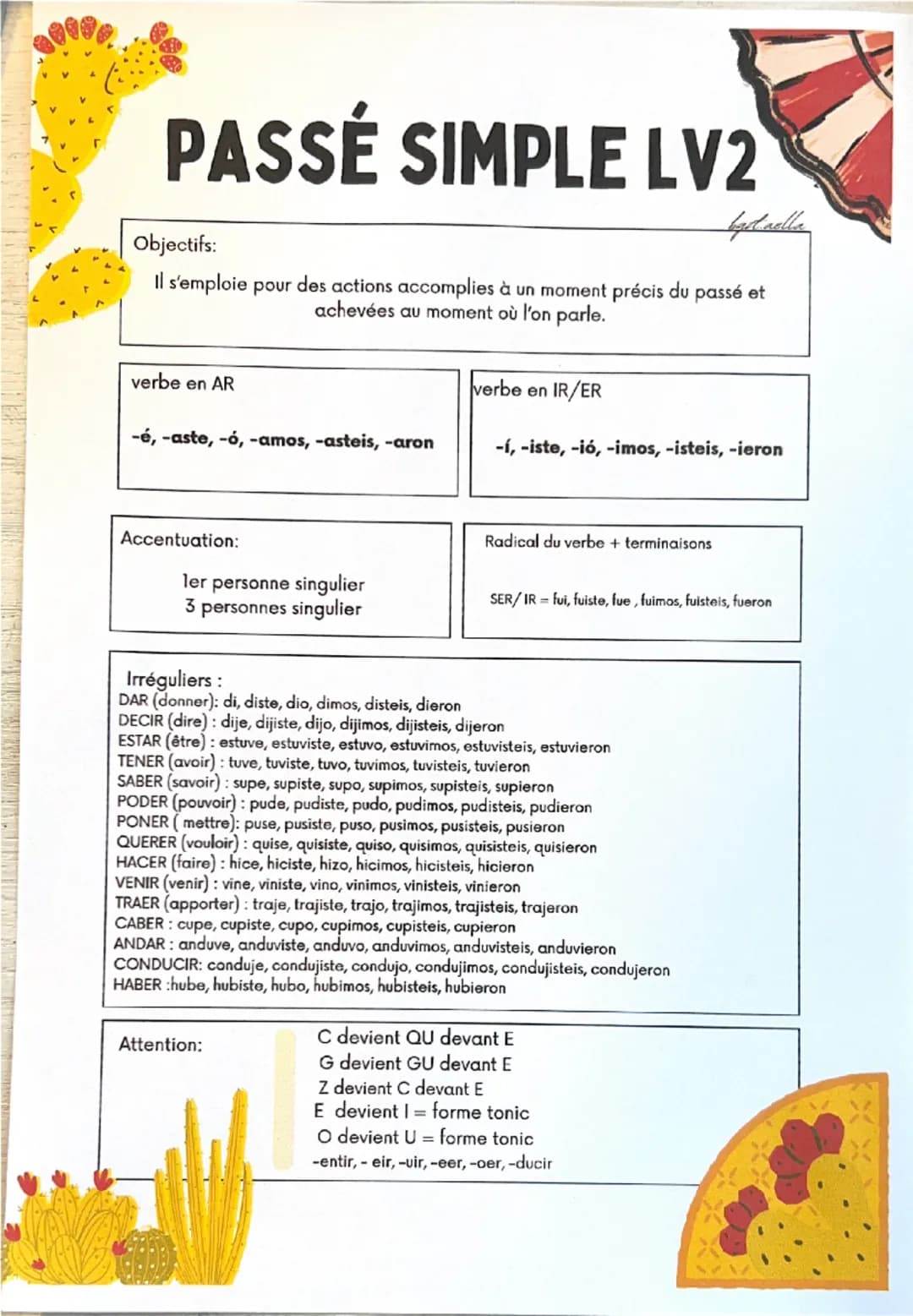 PASSÉ SIMPLE LV2
Objectifs:
bystaella
Il s'emploie pour des actions accomplies à un moment précis du passé et
achevées au moment où l'on par