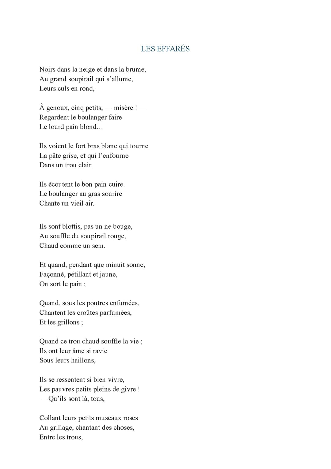 "Les effarés" Arthur Rimbaud Analyse linéaire