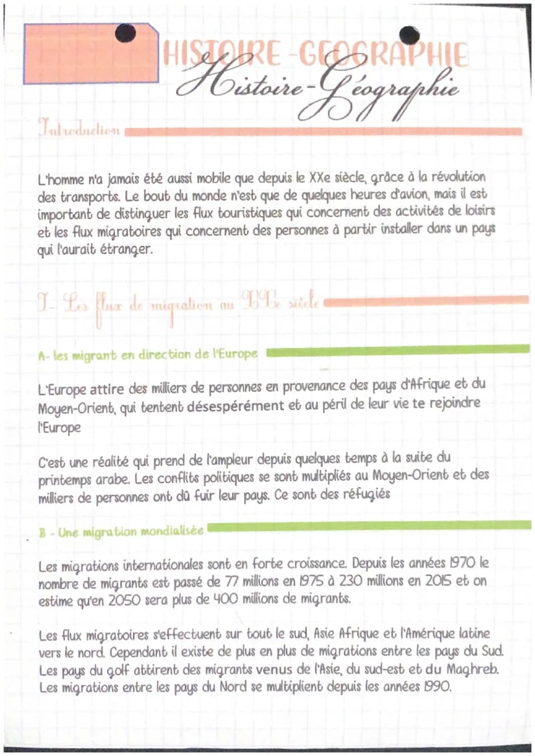 Introduction
HISTOIRE-GEOGRAPHIE
Histoire-Géographic
L'homme n'a jamais été aussi mobile que depuis le XXe siècle, grâce à la révolution
des