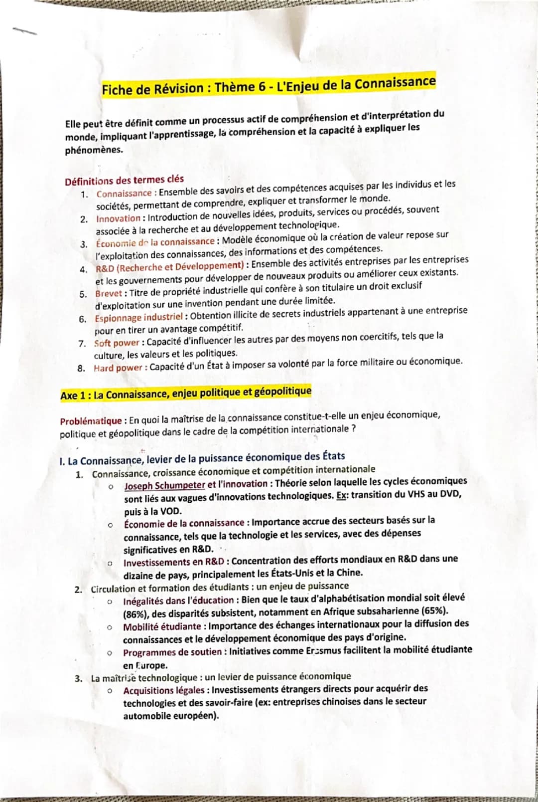 Fiche de Révision: Thème 6 - L'Enjeu de la Connaissance
Elle peut être définit comme un processus actif de compréhension et d'interprétation