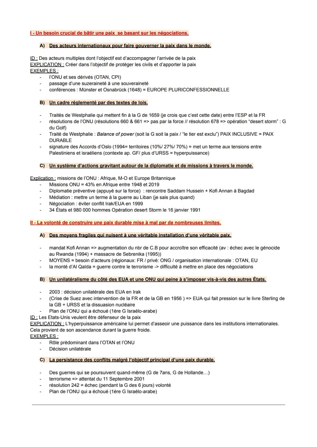 Sujet : Construire la paix de 1648 à aujourd'hui. (miam)
1648 = Traités de Westphalie ->
Victoire => FR et la Suède
Perdants > Empereur et l