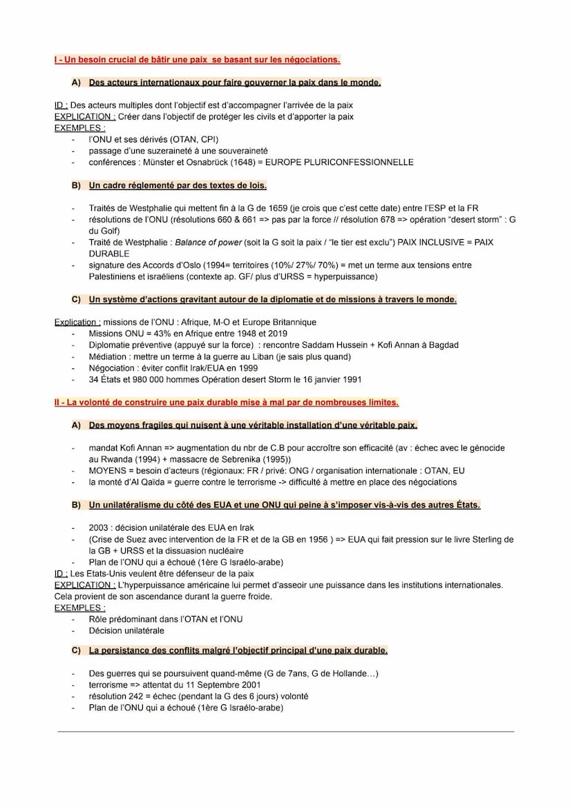 Sujet : Construire la paix de 1648 à aujourd'hui. (miam)
1648 = Traités de Westphalie ->
Victoire => FR et la Suède
Perdants > Empereur et l