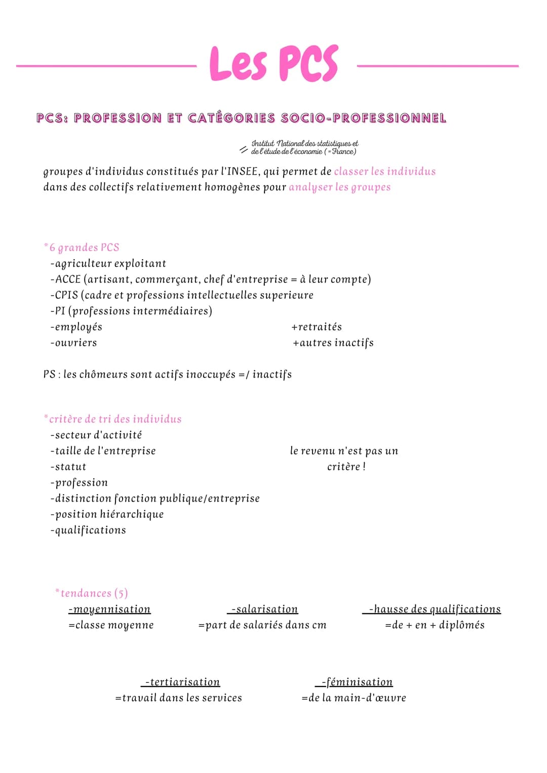 PCS: PROFESSION ET CATÉGORIES SOCIO-PROFESSIONNEL
Institut National des statistiques et
de l'étude de l'économie (-France)
groupes d'individ