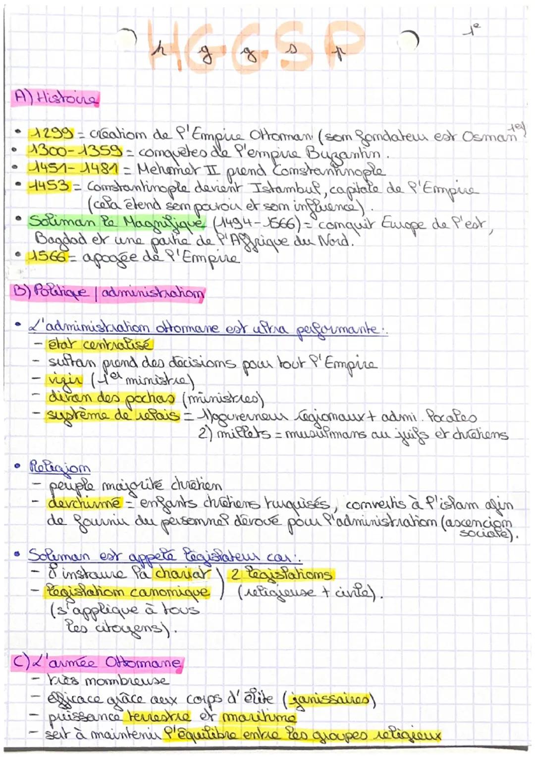 h
gg
s
A) Histoire
*   1299 = creatiom de P'Empire Ottoman (som Sondateur est Osman)
*   1300-1359=comquêtes de P'empire Buzantin
*   1451-1