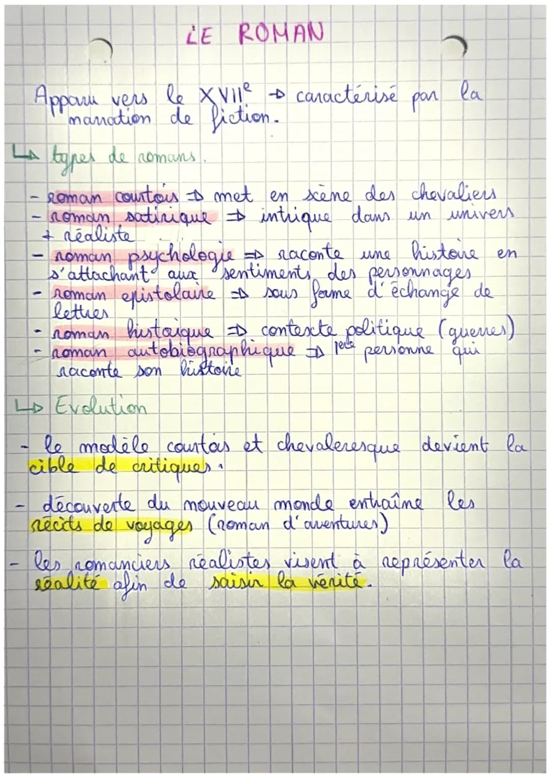 LE ROMAN
Apparu vers le XVile caractérise
maration de fiction.
La types de comans.
-
-
4
4
la
pan
roman courtois & met en scène des chevalie