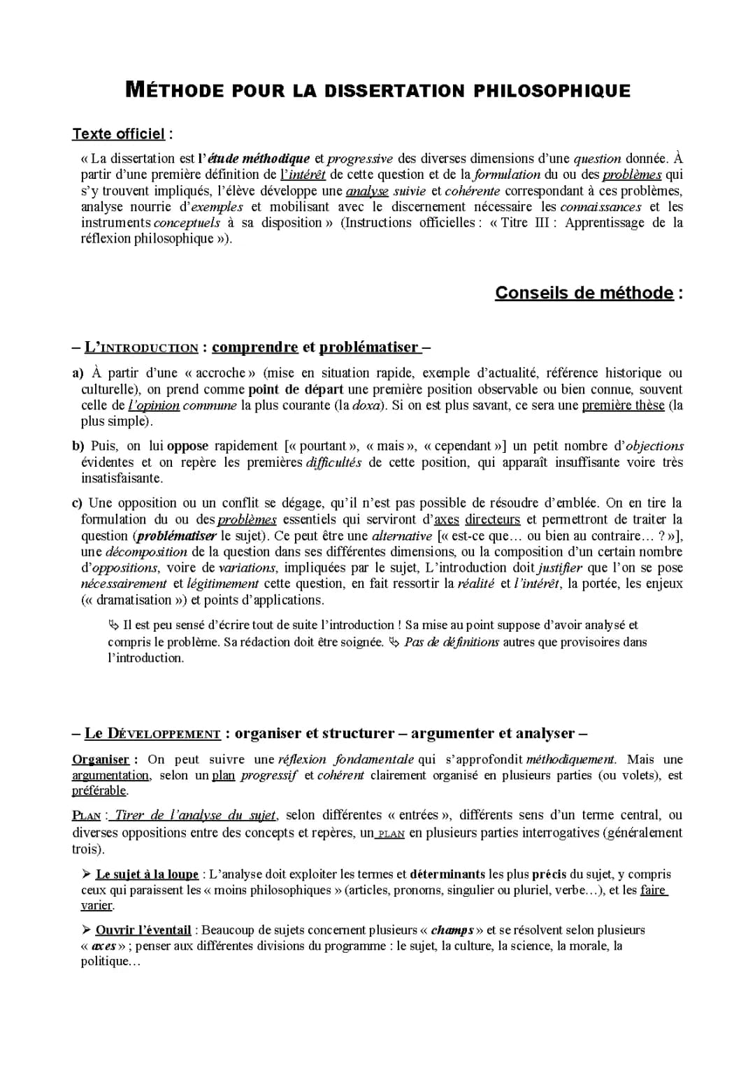 Méthodologie Dissertation Philosophie Terminale: Exemples et Sujets Corrigés PDF