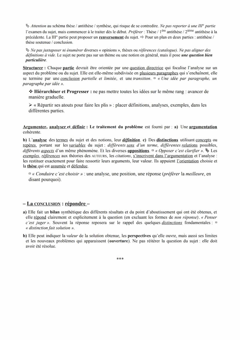 MÉTHODE POUR LA DISSERTATION PHILOSOPHIQUE
Texte officiel :
<< La dissertation est l'étude méthodique et progressive des diverses dimensions
