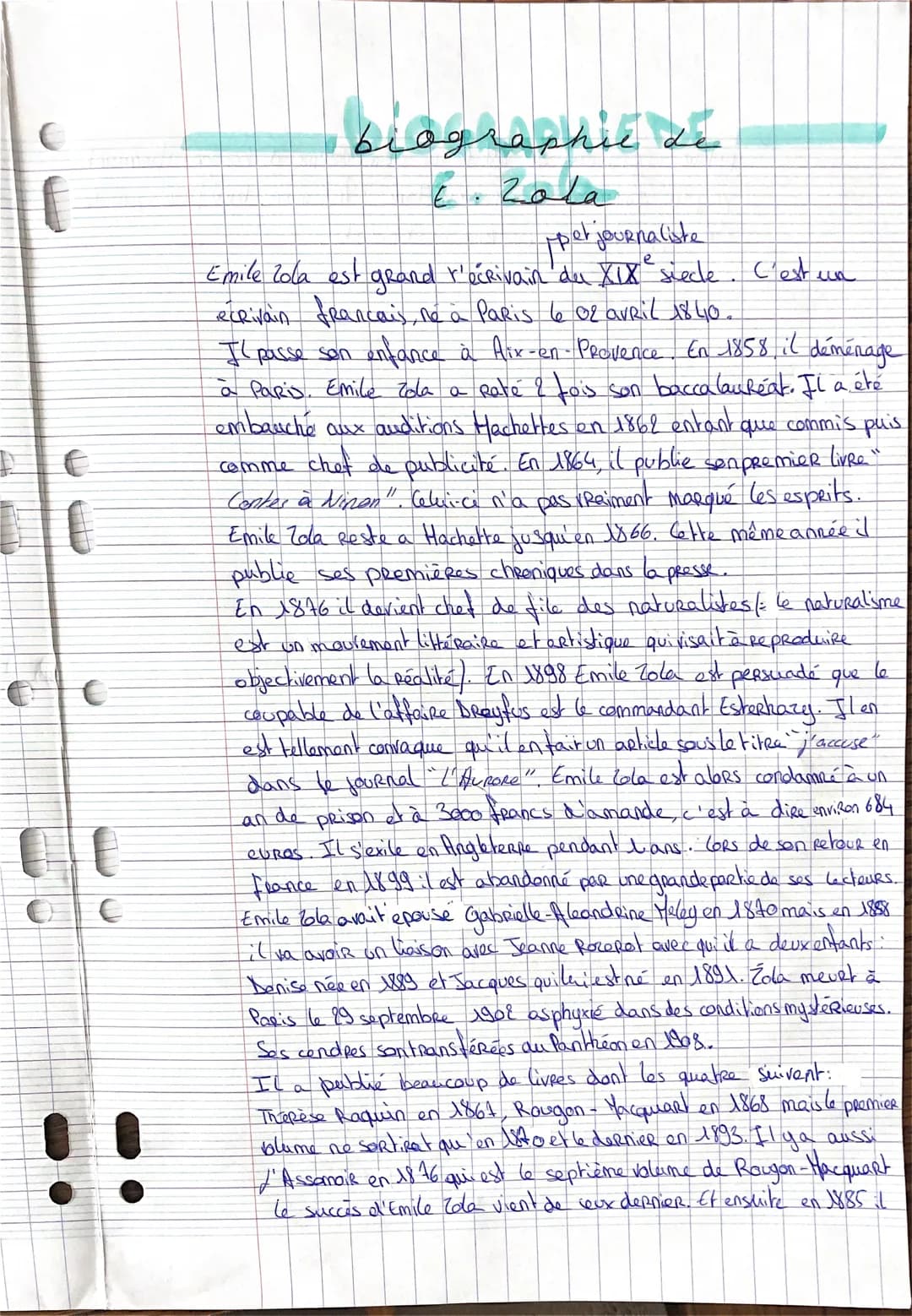 €
€
E
€
biographic de
E
| per
pet journaliste
déménage
Emile Zola est grand r'ecrivain du XIX siecle. C'est
ecrivain francais, ne à Paris 6 