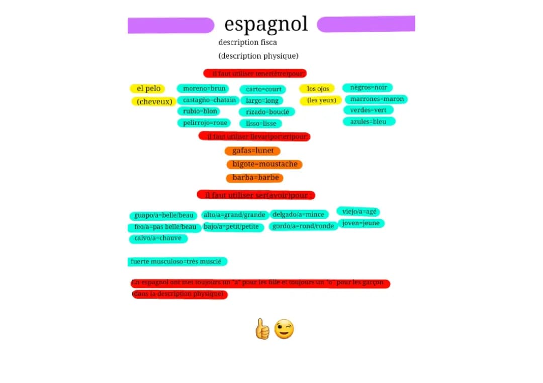Guide PDF : Décrire physiquement en espagnol