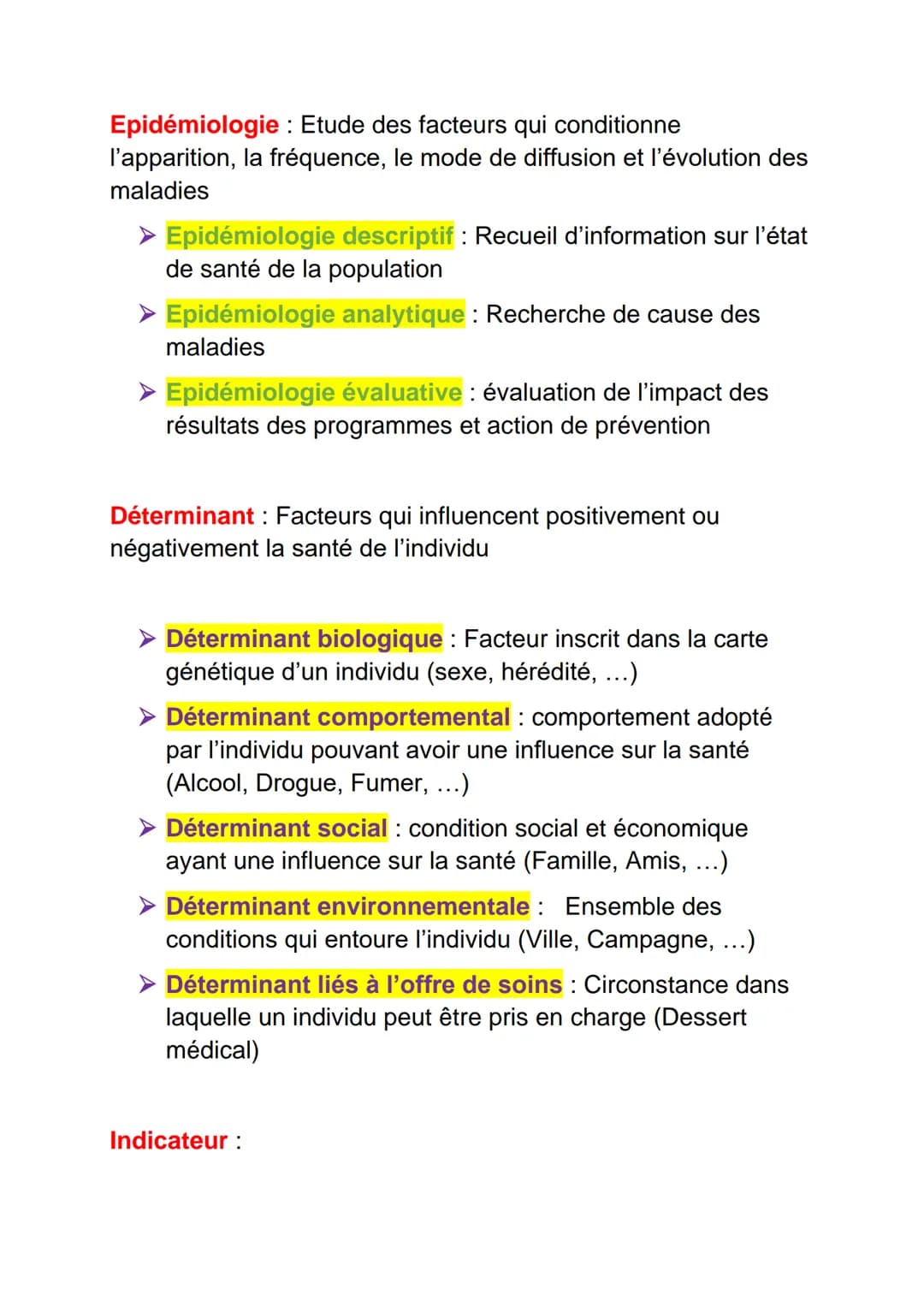 SANITAIRE
Santé selon l'OMS : Etat complet de bien-être physique,
mental et social et qui ne consiste pas seulement à l'absence
de maladie o