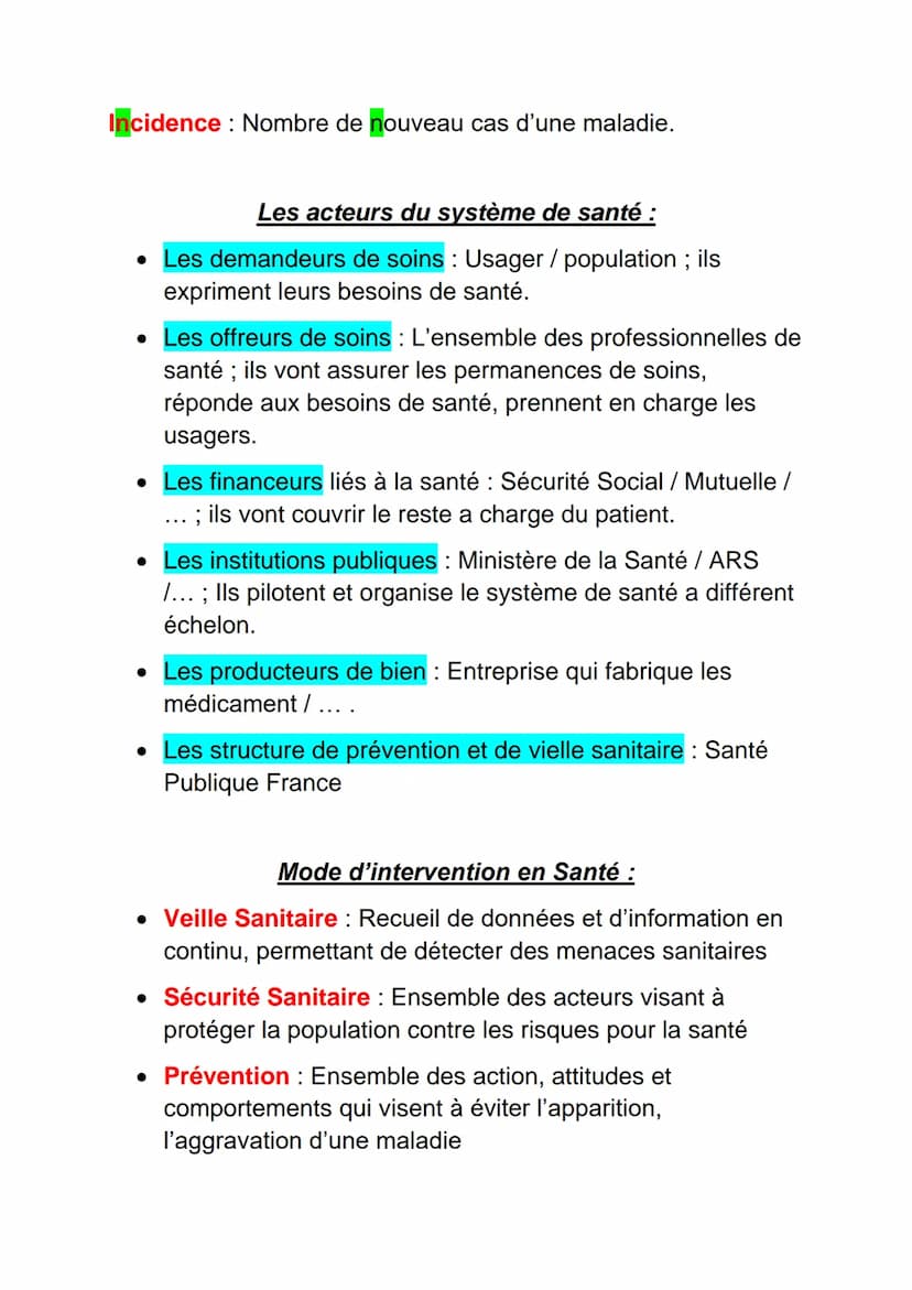 SANITAIRE
Santé selon l'OMS : Etat complet de bien-être physique,
mental et social et qui ne consiste pas seulement à l'absence
de maladie o