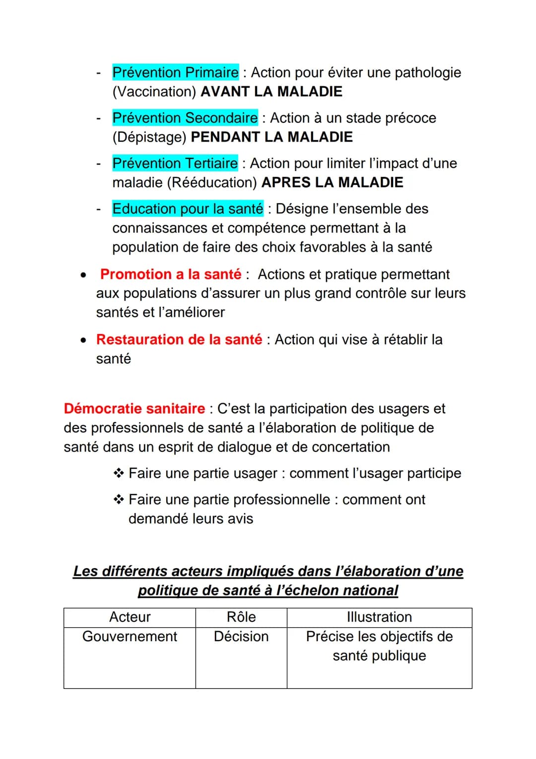 SANITAIRE
Santé selon l'OMS : Etat complet de bien-être physique,
mental et social et qui ne consiste pas seulement à l'absence
de maladie o