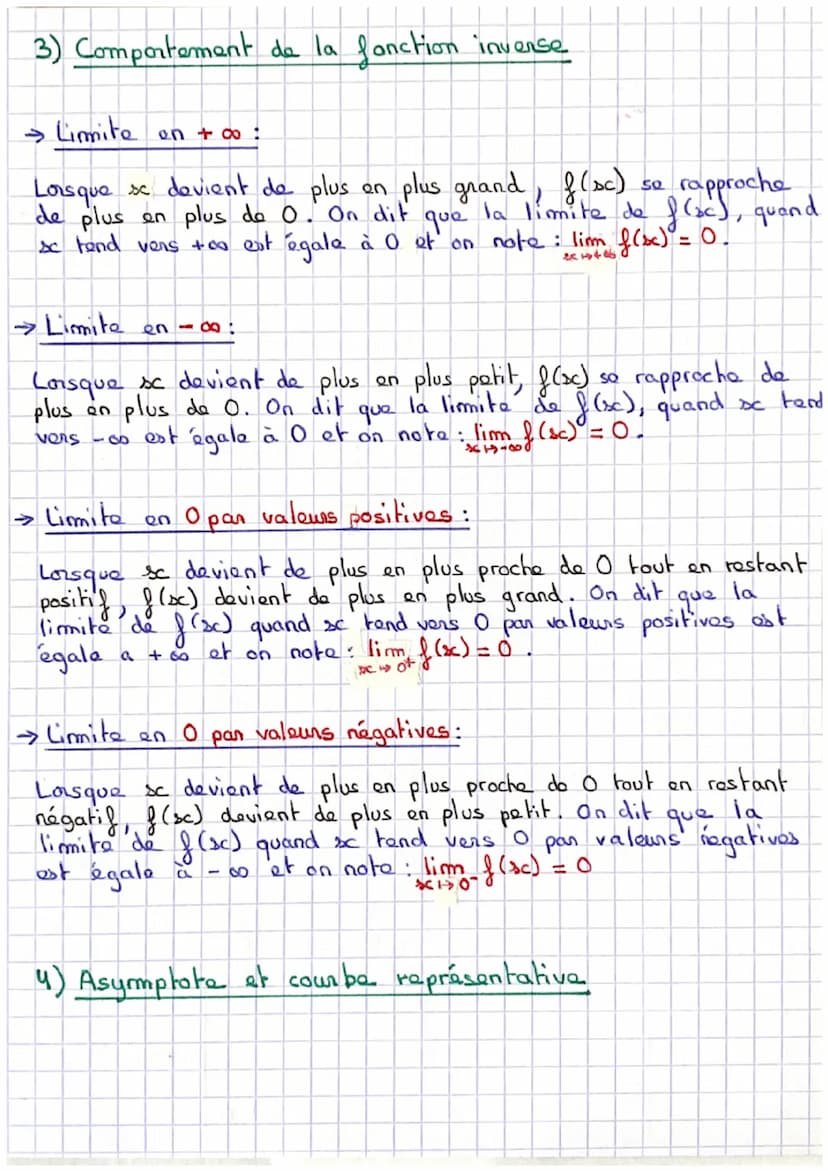 > La fonction inverse est la fonction of définie sur ]-co; Ot
030; +∞ [
par f(x) = Sc
> 0 est le seul nombre qui n'a
inversa.
FONCTIONS INVE
