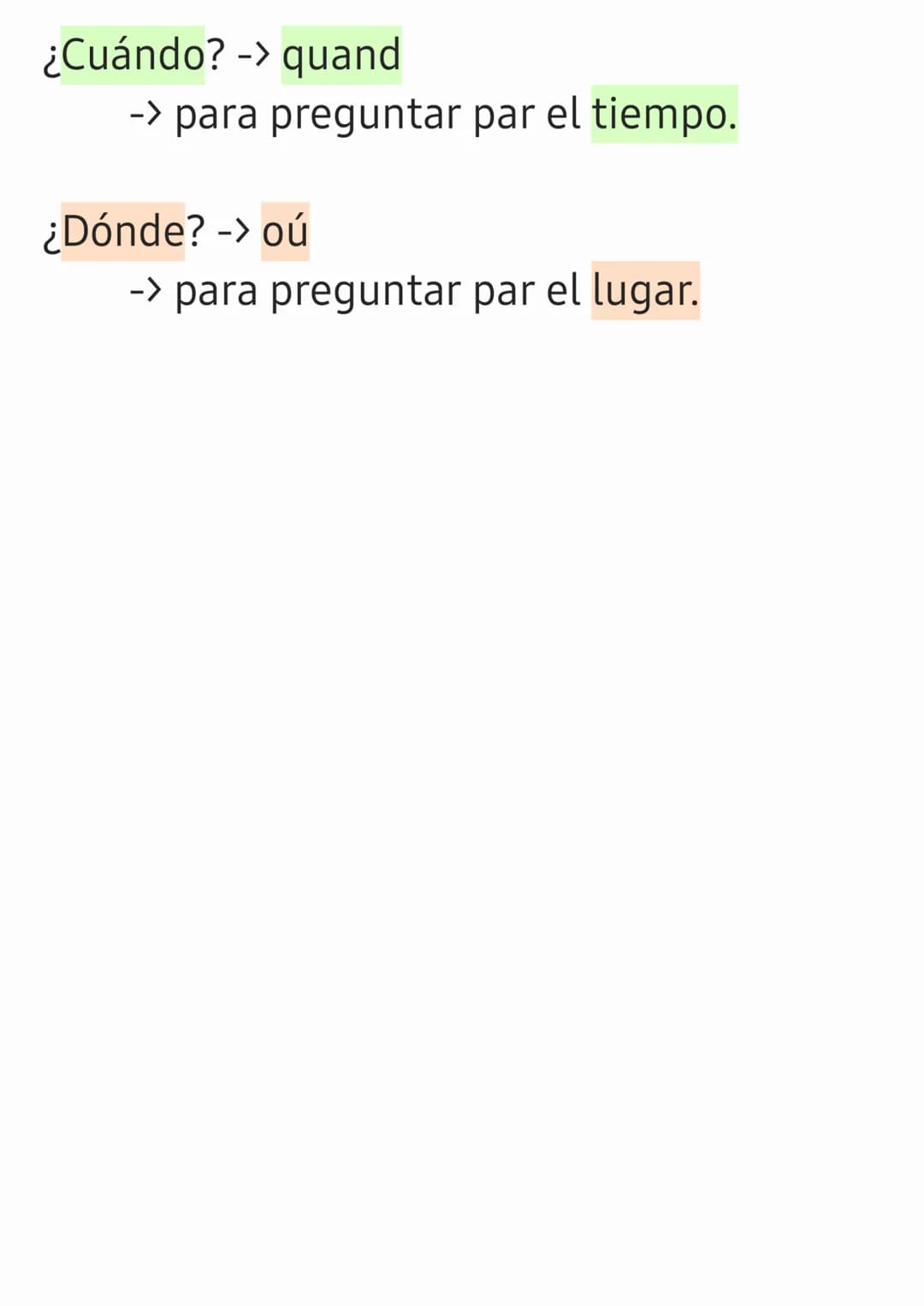 2nd
point linguistique
Les pronoms interrogatif
¿Qué? -> que/quoi/qu'est ce que
-> para pedir une définición o una.
explicación.
¿Quién/es? 