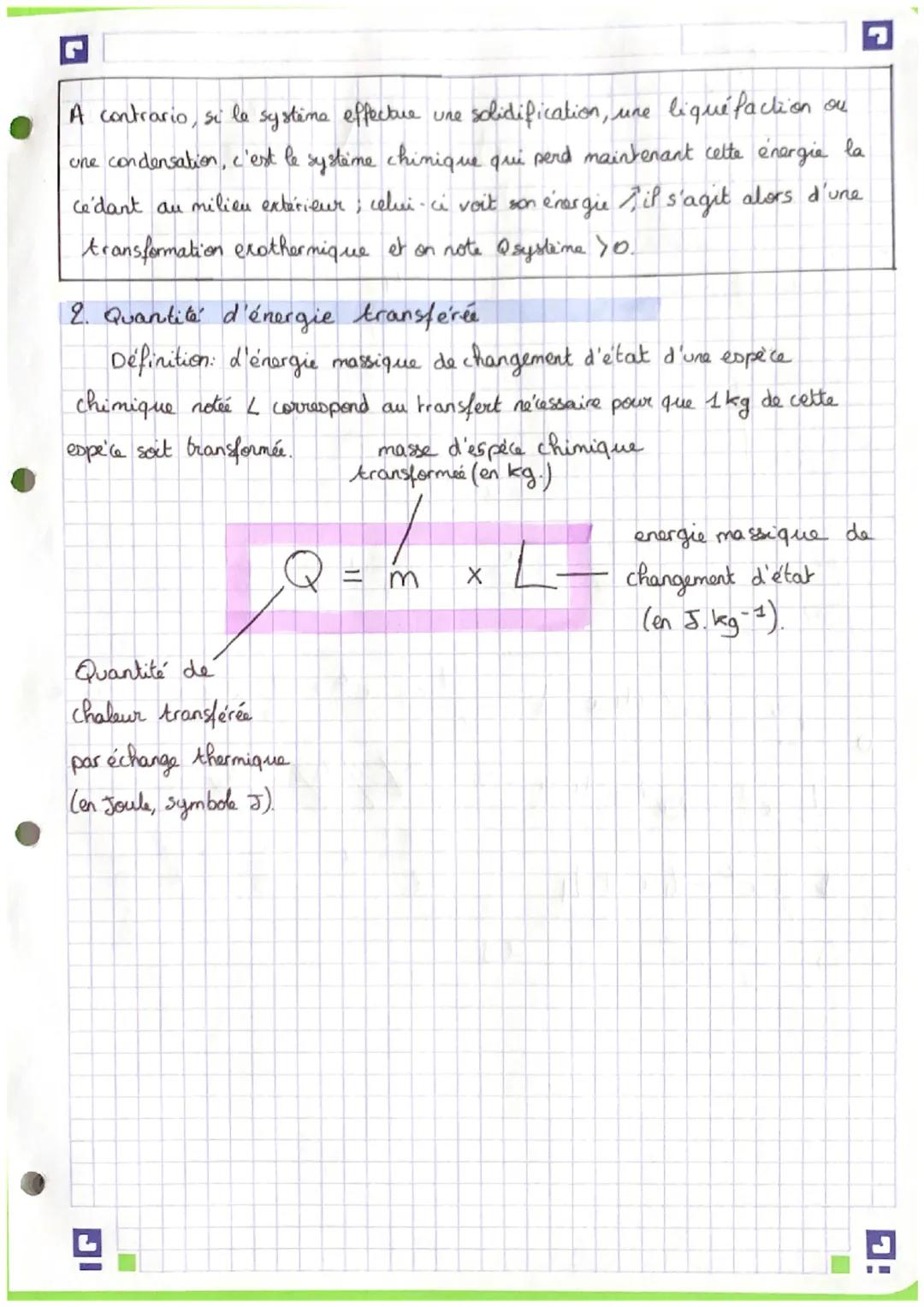 Transformations
physiques
I changements d'état et transfert thermique
Une transformation physique a lieu quand une espèce change d'élat phys