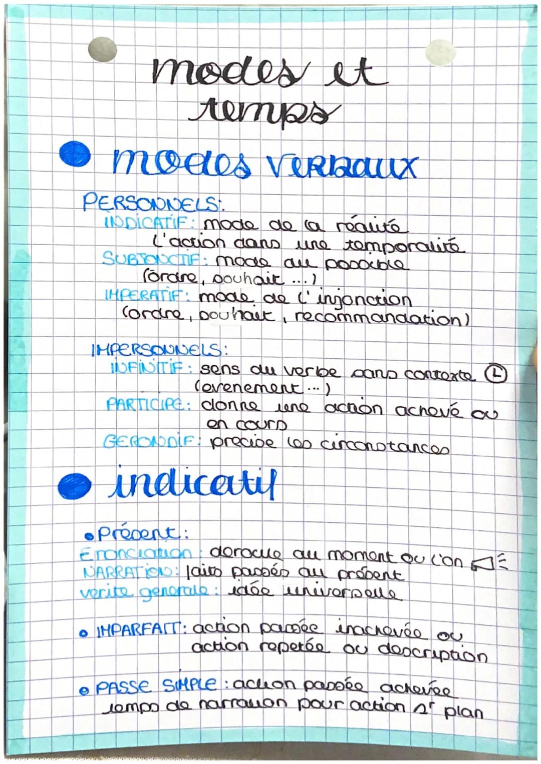 # modes et
temps
- modes verbaux
PERSONNELS.
INDICATIF: mode de la réalité
L'action dans une temporalité
SUBTONCTIF: mode au posible
förare,
