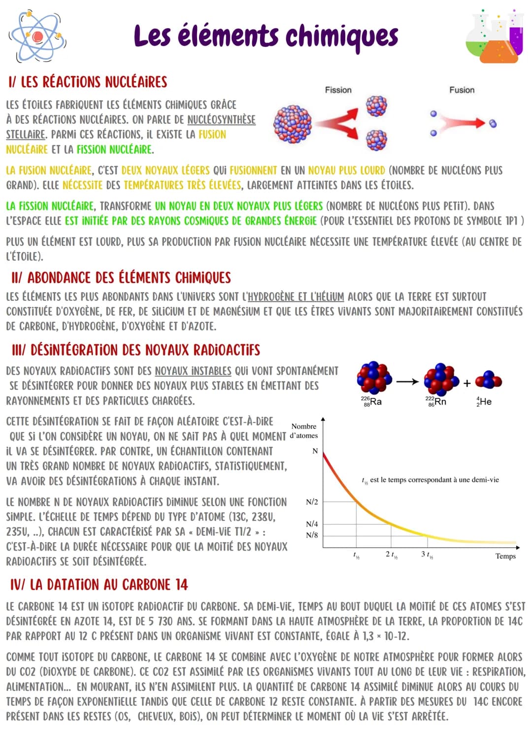 Les éléments chimiques
I/ LES RÉACTIONS NUCLÉAIRES
LES ÉTOILES FABRIQUENT LES ÉLÉMENTS CHIMIQUES GRÂCE
À DES RÉACTIONS NUCLÉAIRES. ON PARLE 