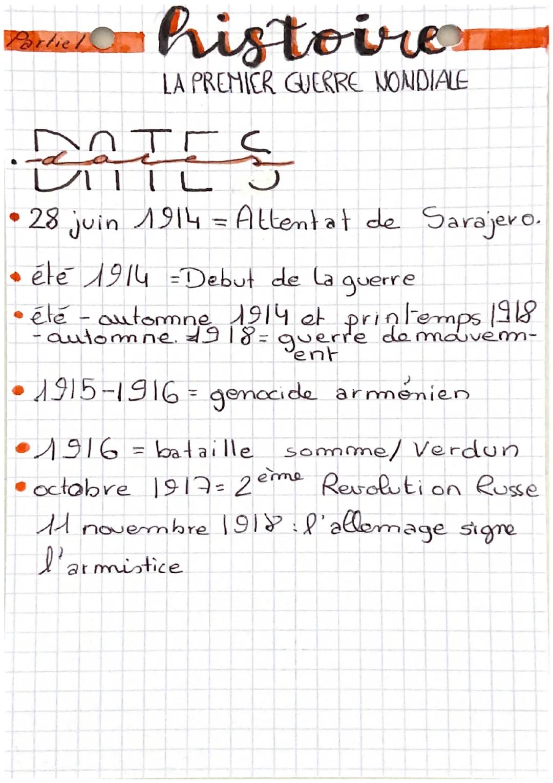 # histoire
LA PREMIER GUERRE NONDIALE

DOTES

*   28 juin 1914 = Attentat de Sarajevo.
*   été 1914 =Debut de la guerre
*   été - automne 19