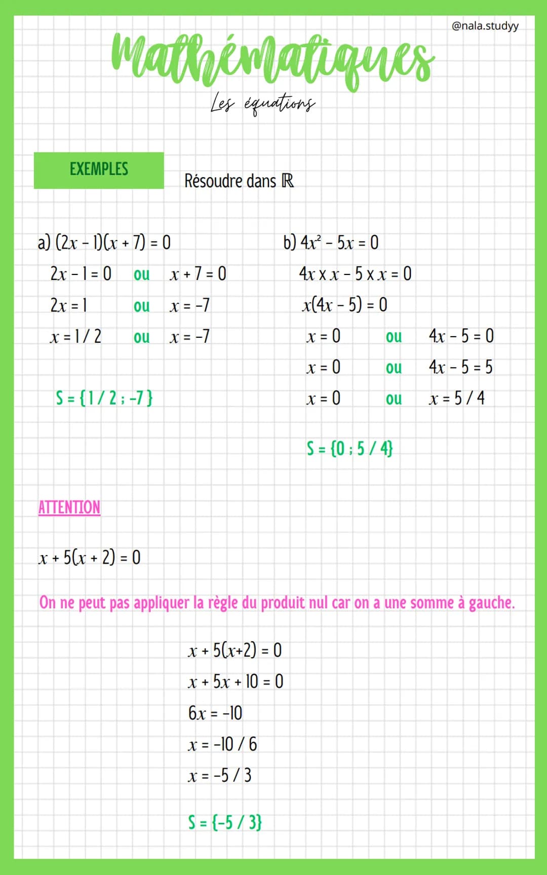 Mathématiques
Les équations
Résoudre une équation
Résoudre dans R une équation d'inconnue x, c'est trouver l'ensemble de ses
solutions, c'es