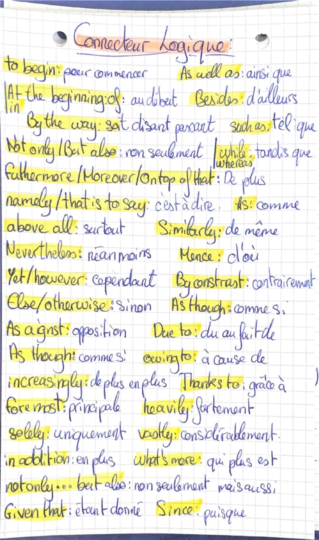 Anglais fiche de révision basique  