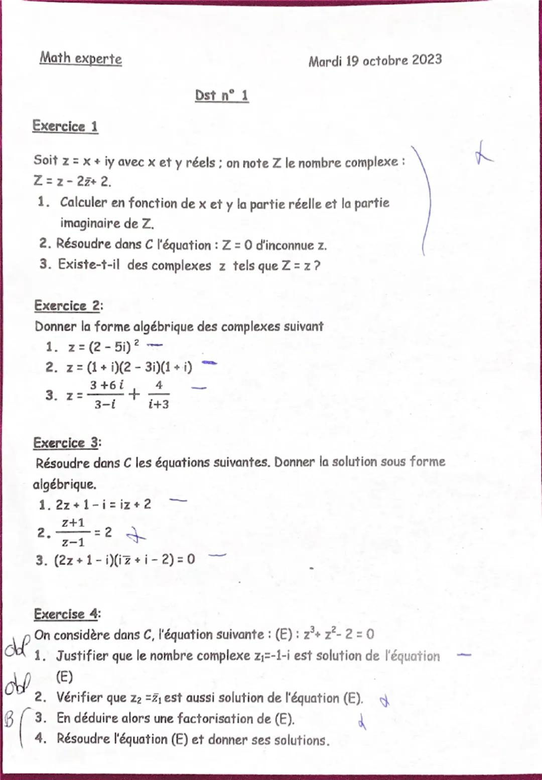 Dst maths expertes 