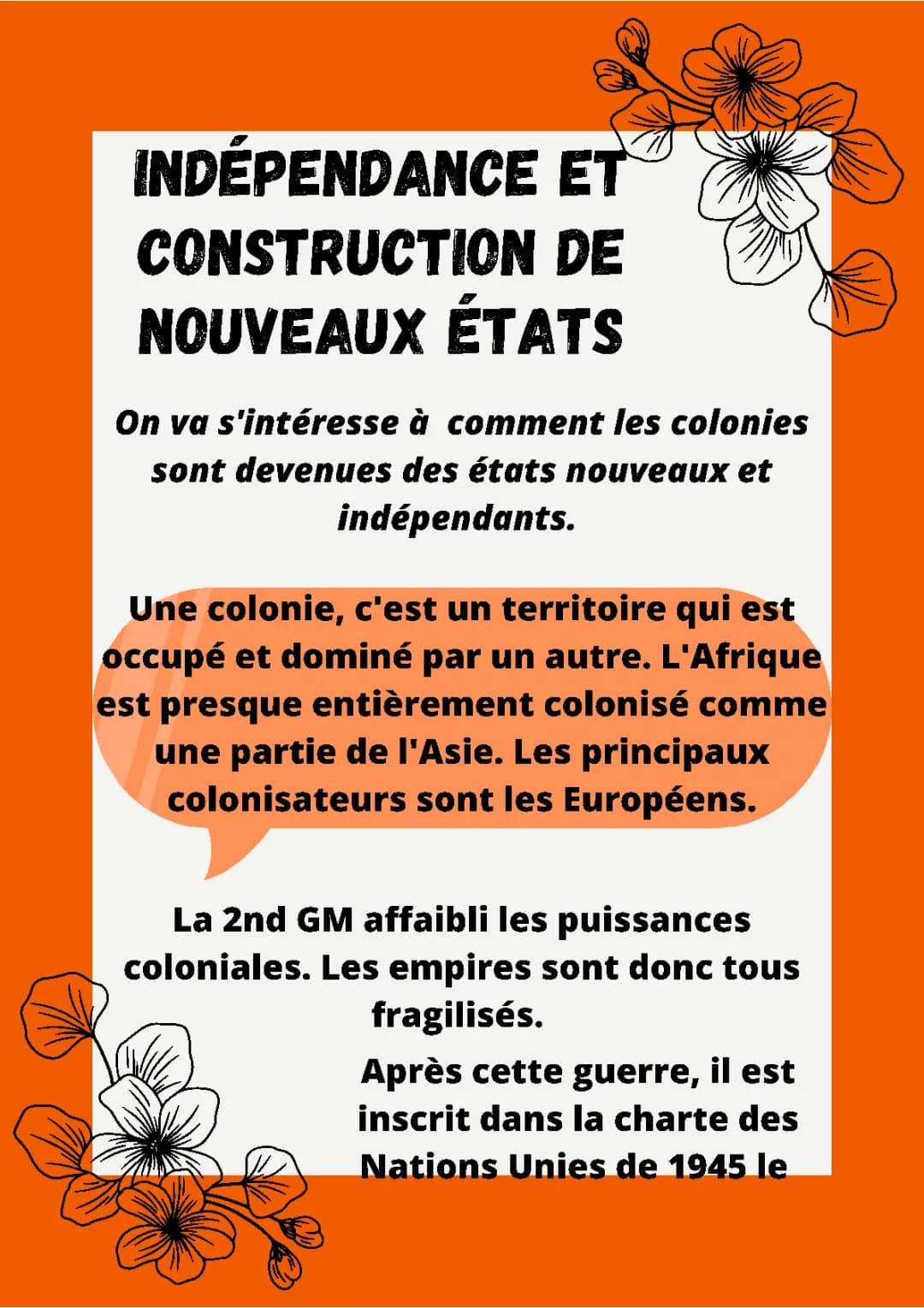indépendance et construction de nouveaux états