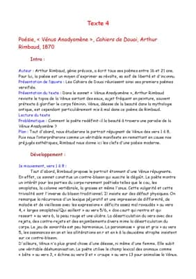 Know Analyse linéaire "Vénus Anadyomène" Cahiers de Douai Rimbaud thumbnail