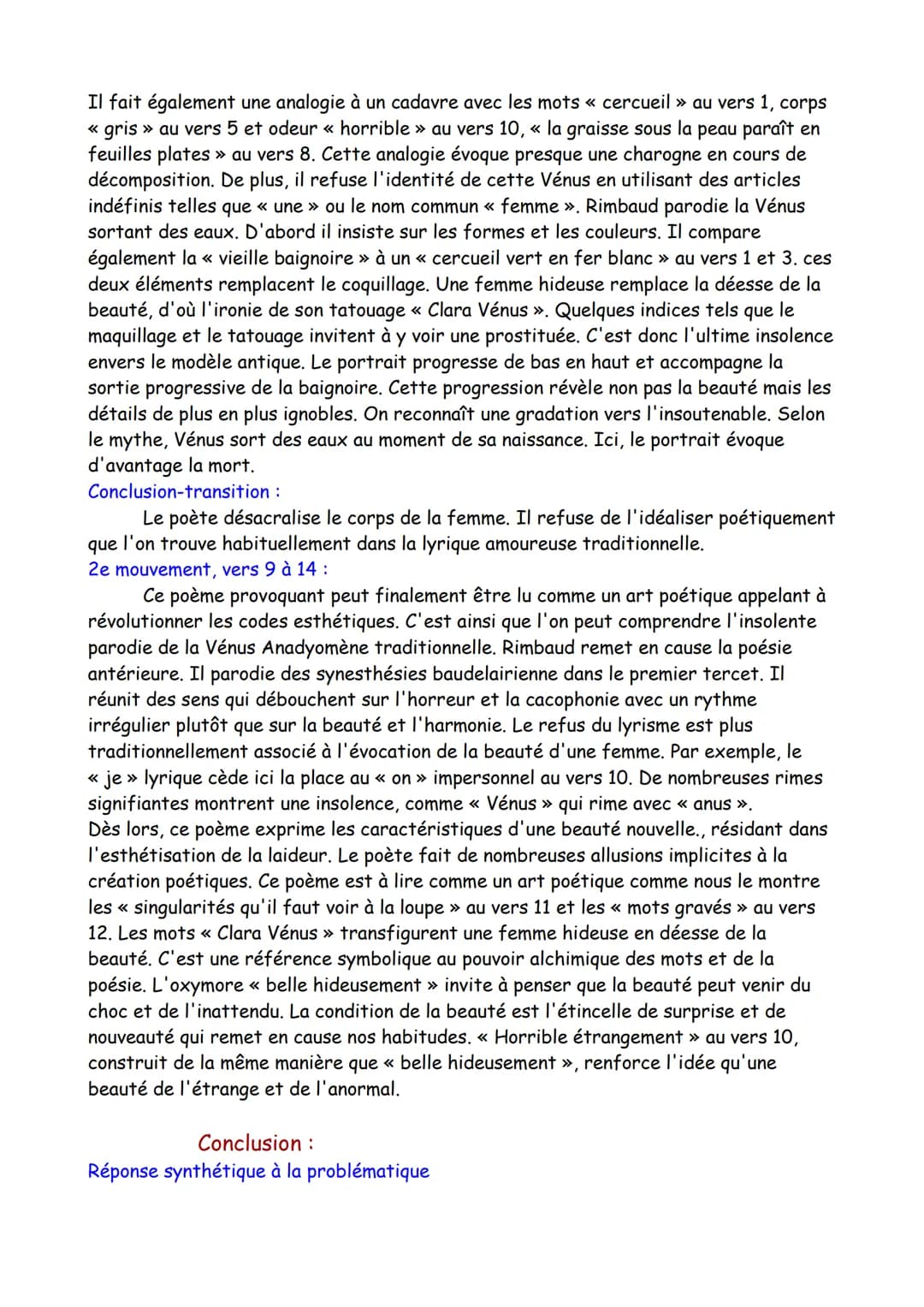 Texte 4
Poésie, « Vénus Anadyomène », Cahiers de Douai, Arthur
Rimbaud, 1870
Intro :
Auteur : Arthur Rimbaud, génie précoce, a écrit tous se
