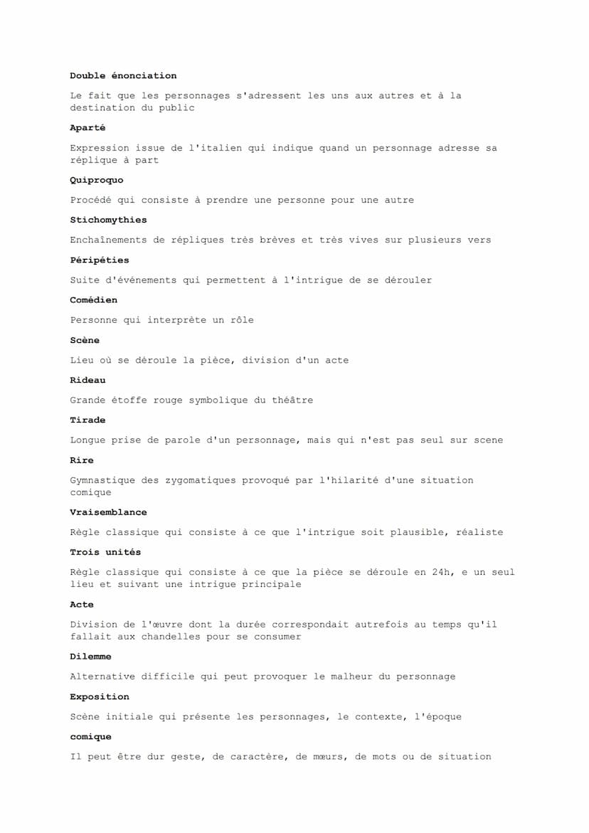 Costume
Habit du personnage qui indique son statut, sa position sociale
Tragique
Adjectif antonyme de comique
Coup de théâtre
Brusque retour