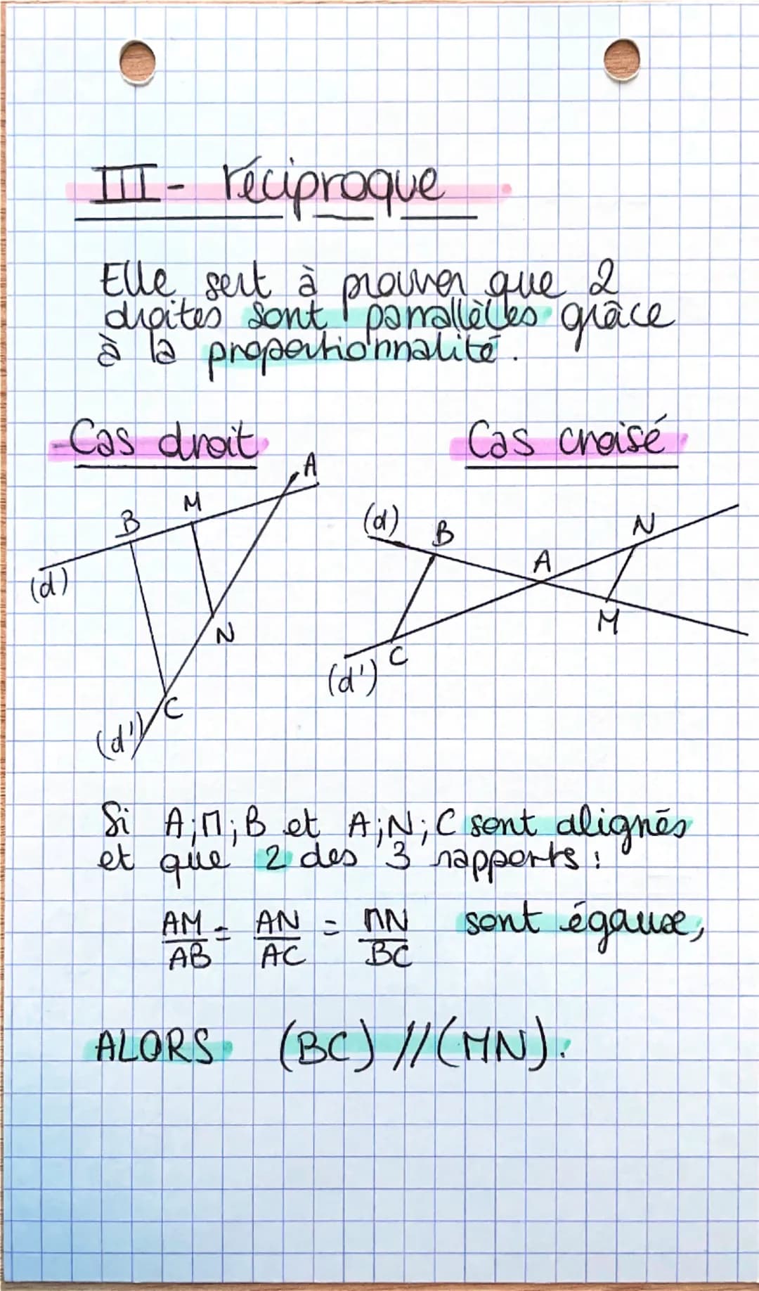 2
••MATHS •
Le théorème de Thales ~
I- Sens direct
If sert à calculer une ou plusieurs,
tongueurs grâcenait au moins
à la proportionnalité
3