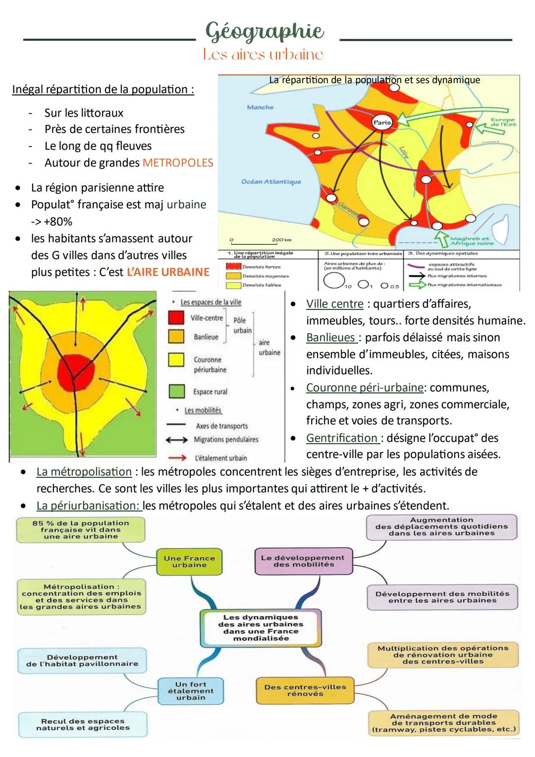 Inégal répartition de la population :
Sur les littoraux
Près de certaines frontières
Le long de qq fleuves
Autour de grandes METROPOLES
●
La