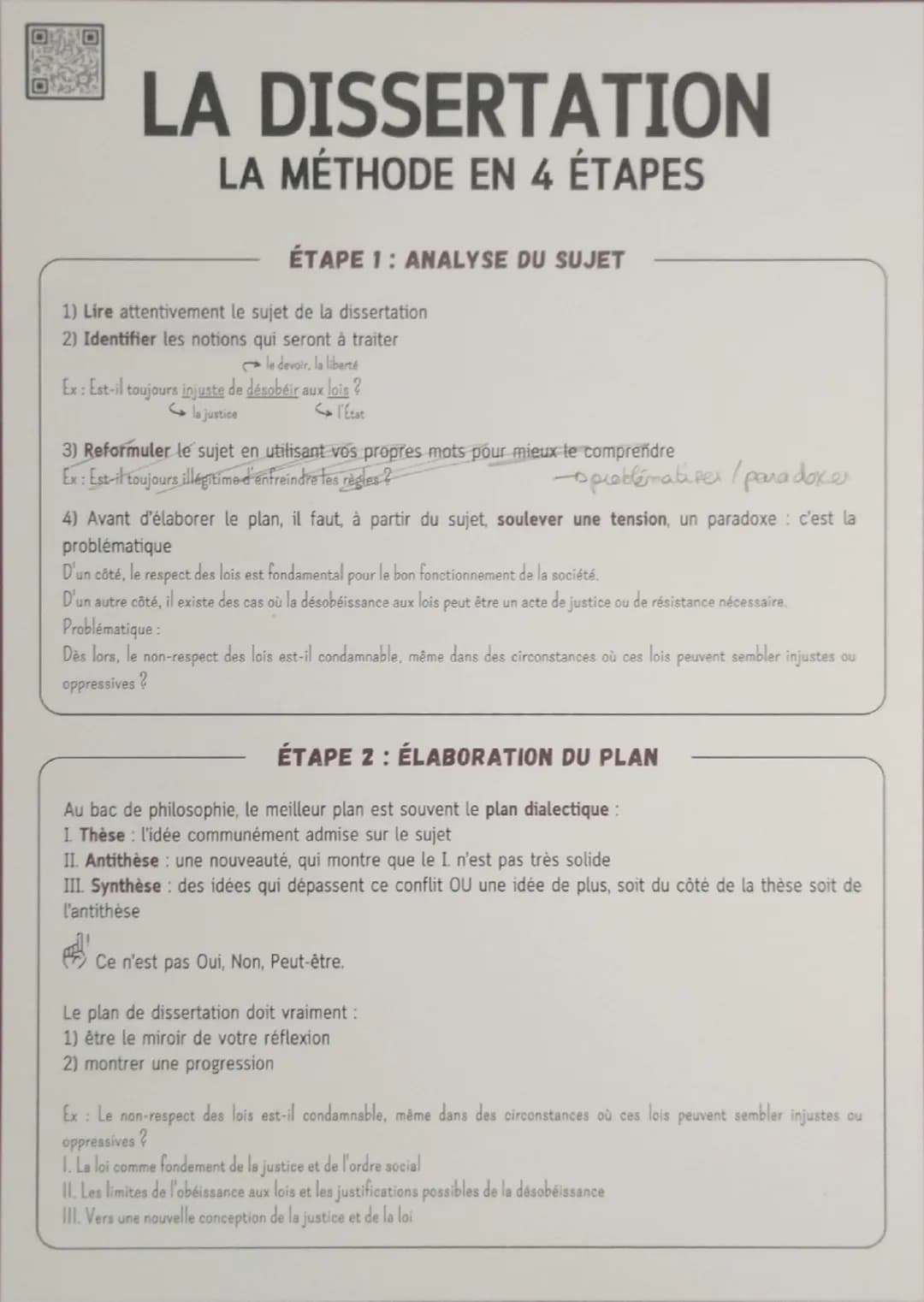 Méthode dissertation philosophie 