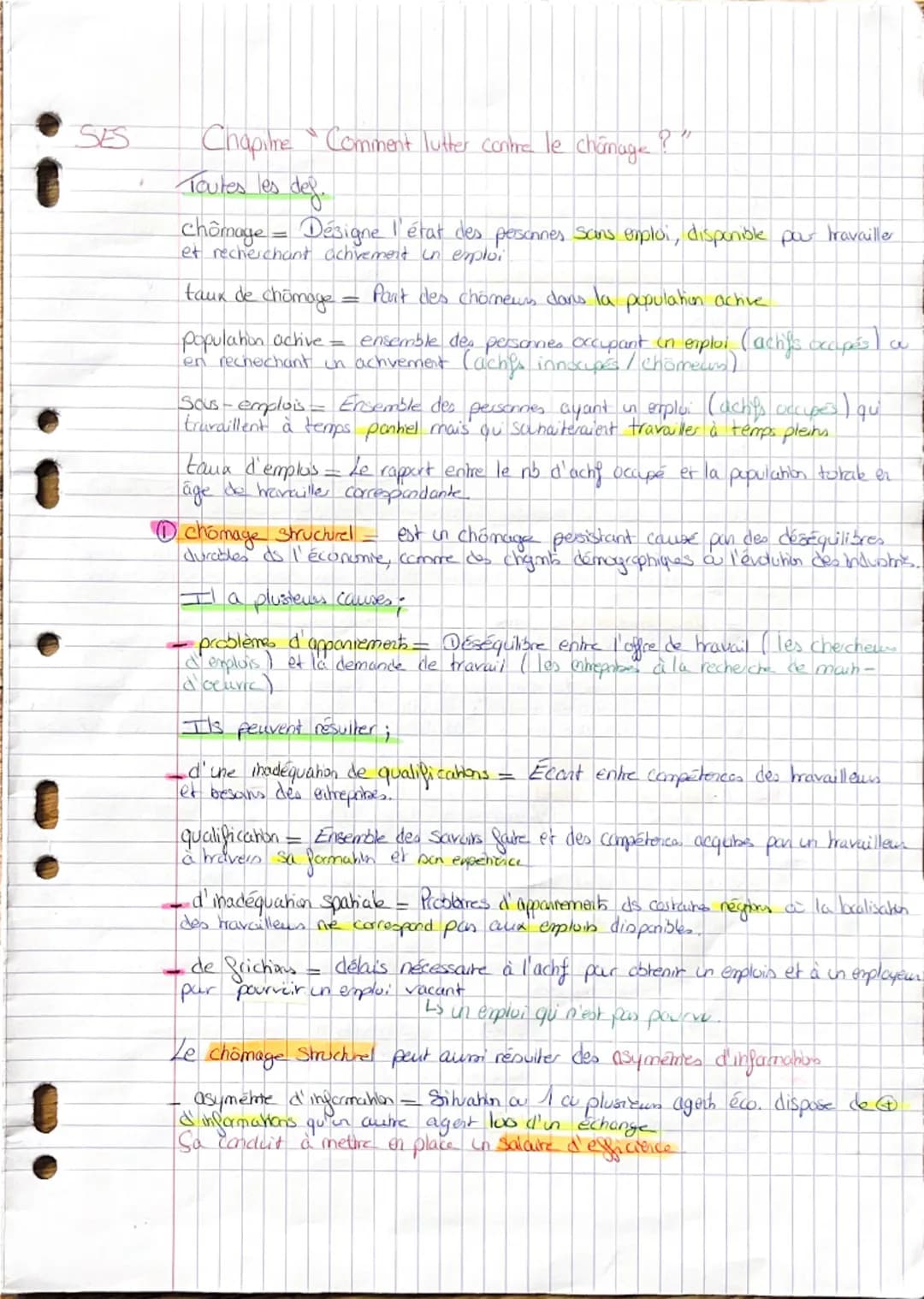 SES
.
Chapitre Comment lutter contre le chamage?!
Toutes les deg.
chômage = Désigne l'état des personnes sans emploi, disponible par travail
