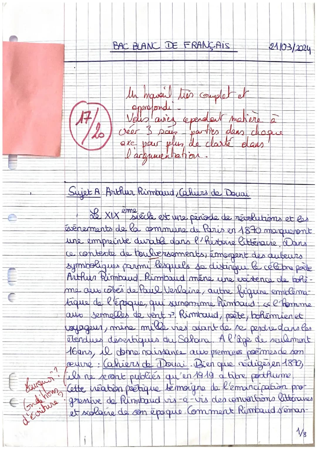 Dissertation sur Arthur Rimbaud 