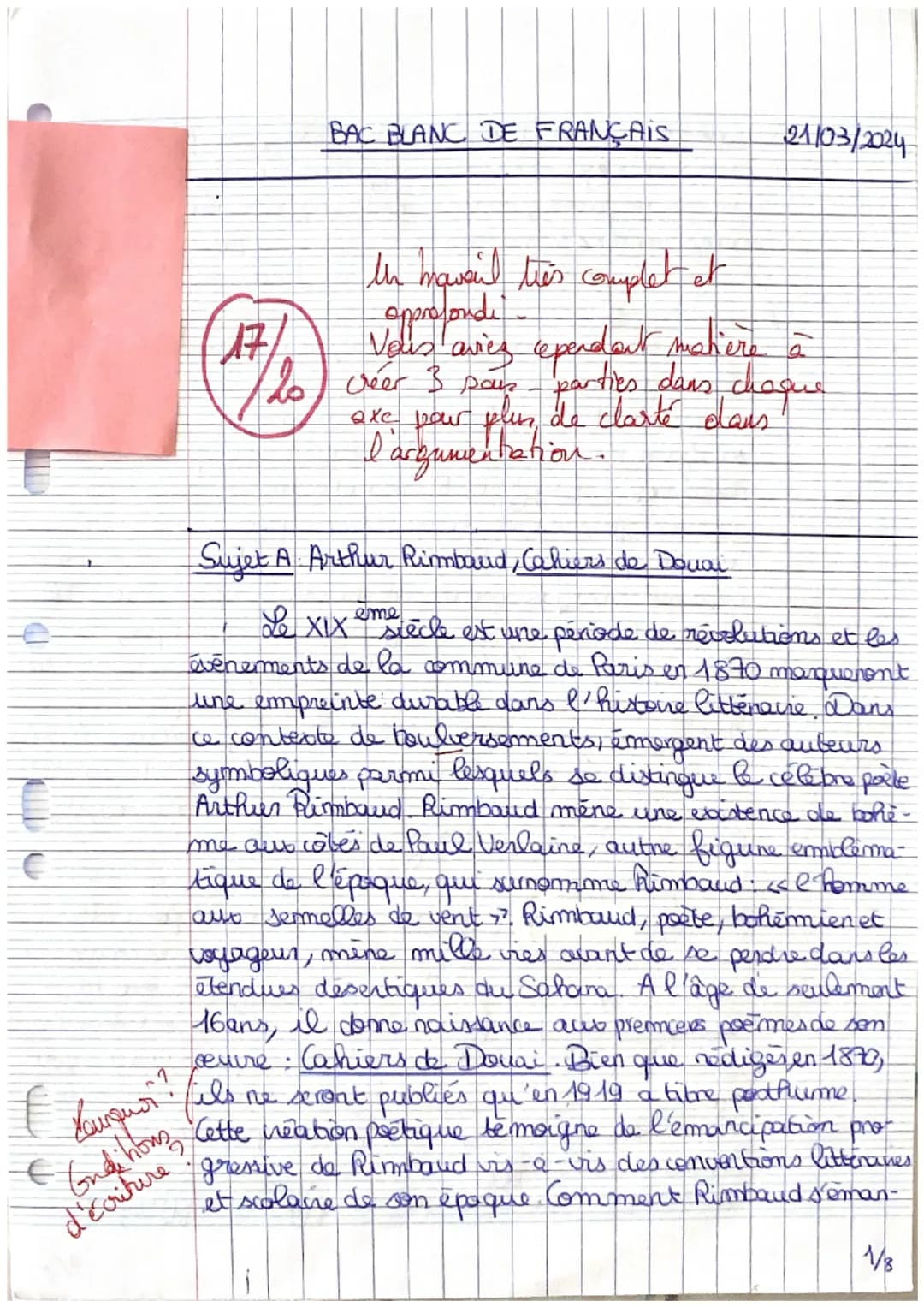 BAC BLANC DE FRANÇAIS
21/03/2024
€
1
Gudi hom
d'écriture
17,
the mavail this complet et
approfondi
Vous aviez cependant manière à
20 veer 3 