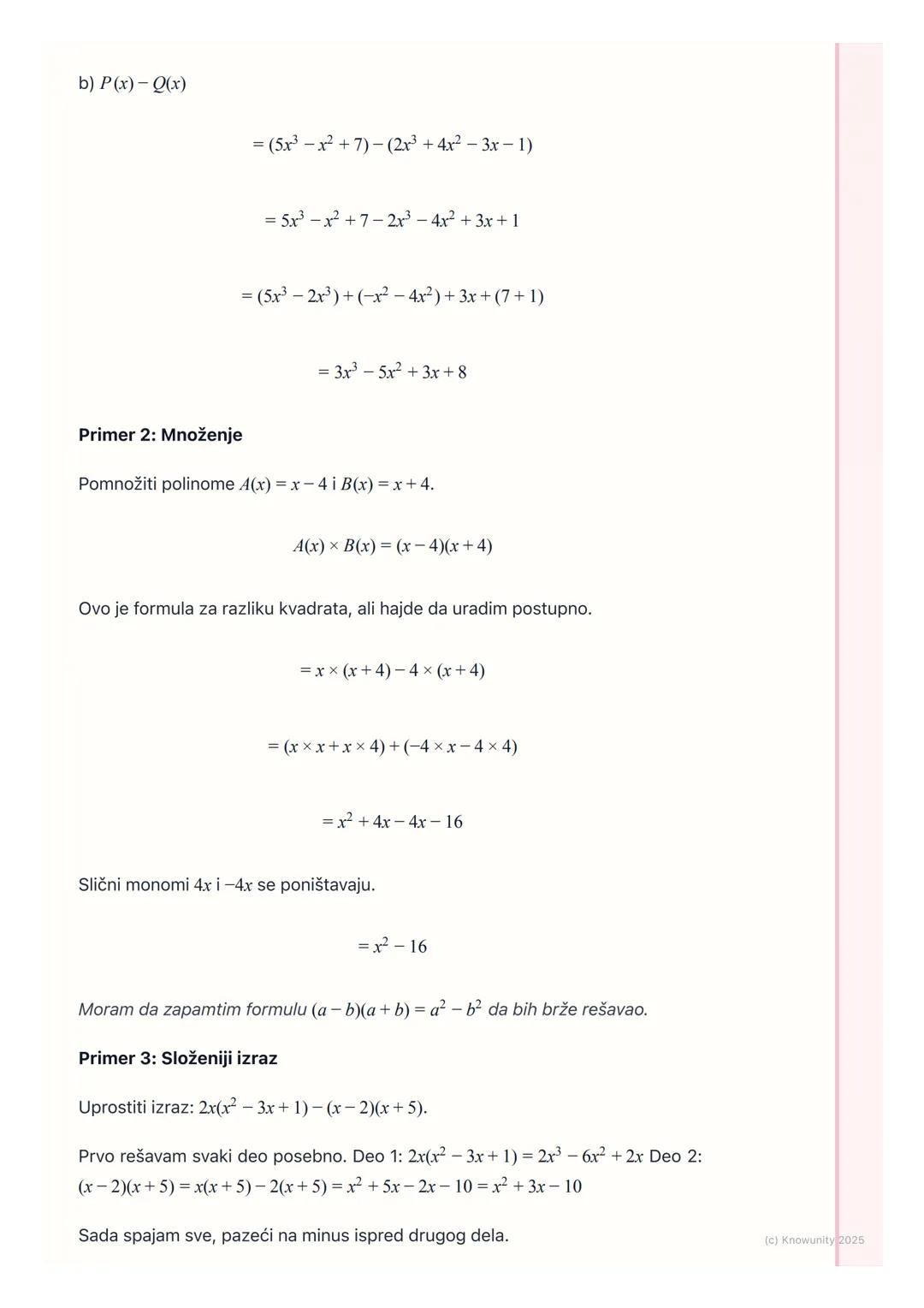 # Polinomi jedne promenljive

Šta su polinomi jedne promenljive

Polinomi su algebarski izrazi koji se sastoje od sabiranja i oduzimanja mon