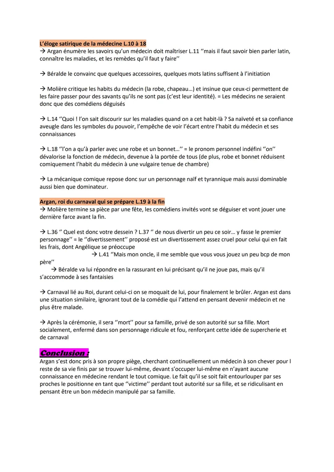Lecture linéaire : Le malade imaginaire Acte III scène 14
Intro:
Molière est un comédien/ dramaturge du XVIIème siècle, appartenant au mouve