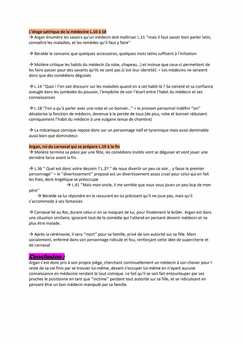Lecture linéaire : Le malade imaginaire Acte III scène 14
Intro:
Molière est un comédien/ dramaturge du XVIIème siècle, appartenant au mouve