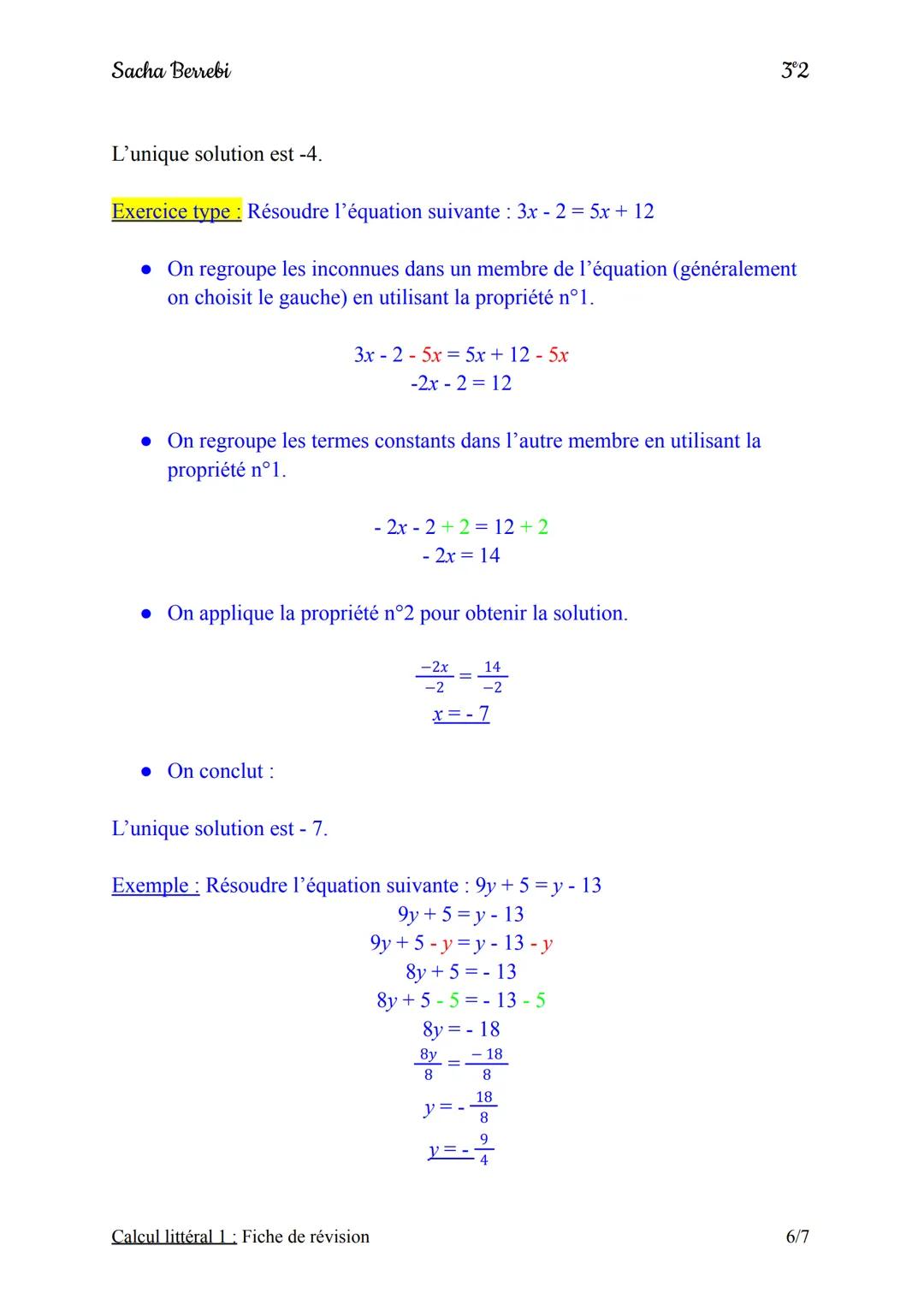 Sacha Berrebi
I) Factoriser
Définition :
Factoriser, c'est transformer une somme algébrique en produit.
Exemple:
II)
Réduire
Définition:
Exe