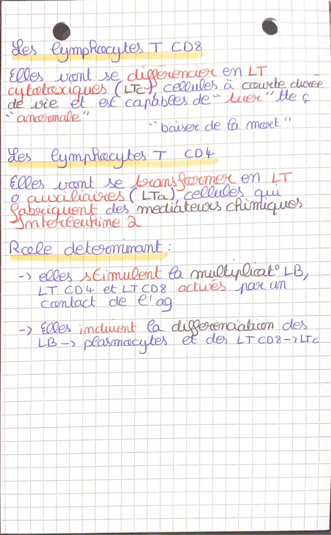 SVT
Immunité adaptative
-> Les lymphocytes T et lymphocytes B
I
L'immunite est assurée par des lymphocytes
2 types de lymphocytes (# par lev