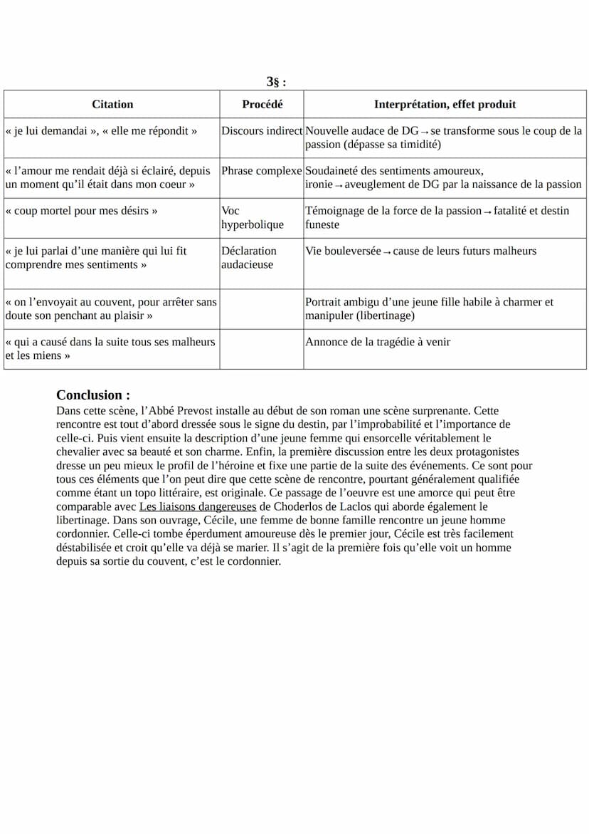 LECTURE LINEAIRE: L'Abbé Prévost, Manon Lescaut: « La scène de
rencontre » au XVIIIe siècle
Texte:
J'avais marqué le temps de mon départ d'A