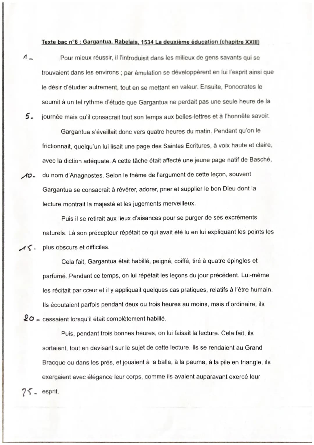 Introduction :
TEXTE BAC 6
LECTURE
la 2ème éducation Gargantua
Après la sortie de son premier roman Pantagruel en 1532, Rabelais décide de s