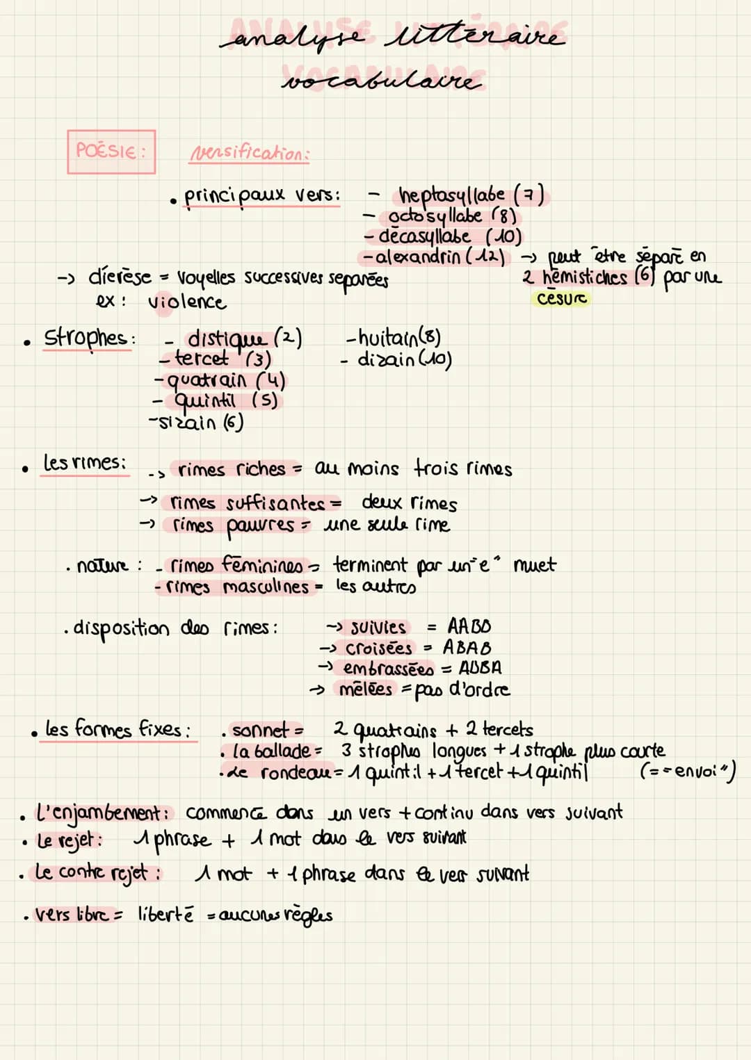 ●
●
●
POESIE:
.
strophes:
les rimes:
-> dierèse = voyelles successives separées
ex:
violence
-
->
analyse litteraire
versification:
principa