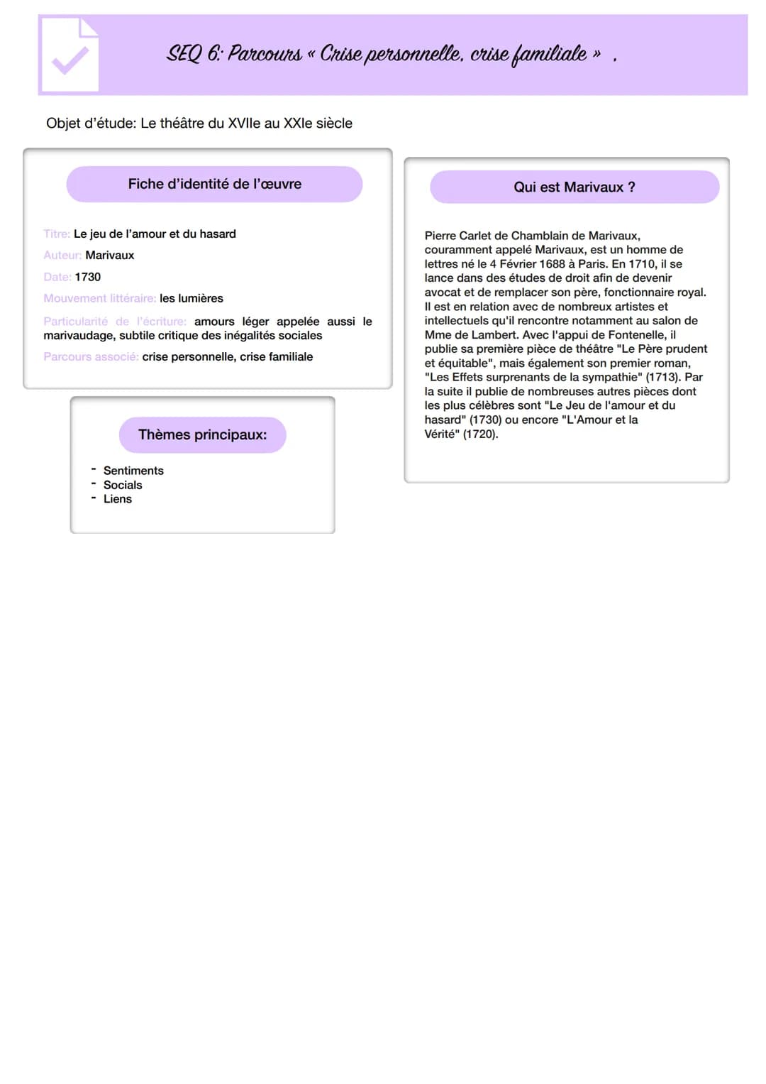 SEQ 6: Parcours « Crise personnelle, crise familiale »
Objet d'étude: Le théâtre du XVIIe au XXIe siècle
Fiche d'identité de l'œuvre
Titre: 