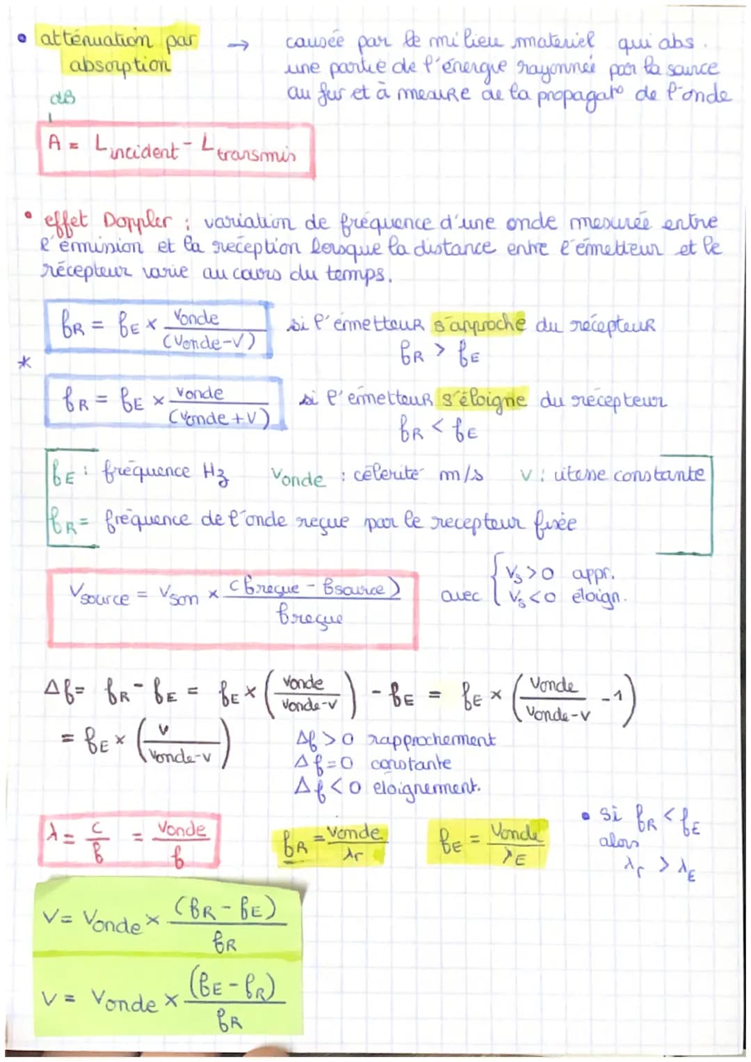 CR17: Son et effet Doppler
intensite sonore I: energie transporte par une onde sonore par
unite de temps et de surface. S´exprime en W/m² ( 