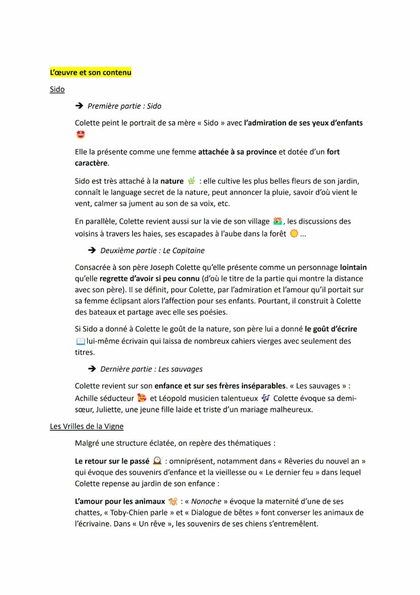Sido suivi de Les Vrilles de la Vigne
Fiche d'identité :
Auteure Colette
Date Sido (1930) et Les Vrilles de la Vigne (1908)
Mouvement: La « 