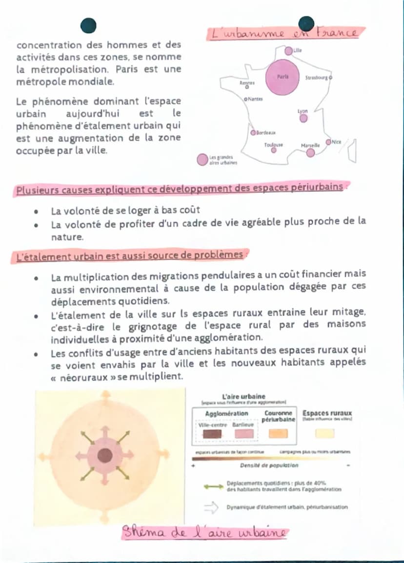 # Les aires urbaines

Définitions:

Aire urbaine: espace continu qui se compose d'une ville centre, de ses
banlieues immédiates et d'une cou