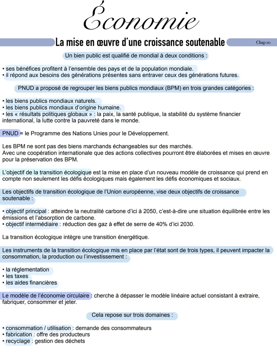 Économie
La mise en œuvre d'une croissance soutenable
Un bien public est qualifié de mondial à deux conditions :
• ses bénéfices profitent à